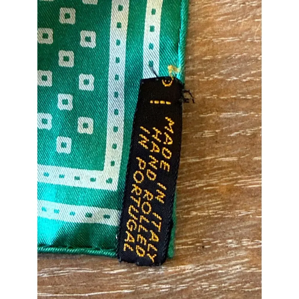 Vintage Green pattern Silk Made in Italy Square Scarf Neck Tie Gameday